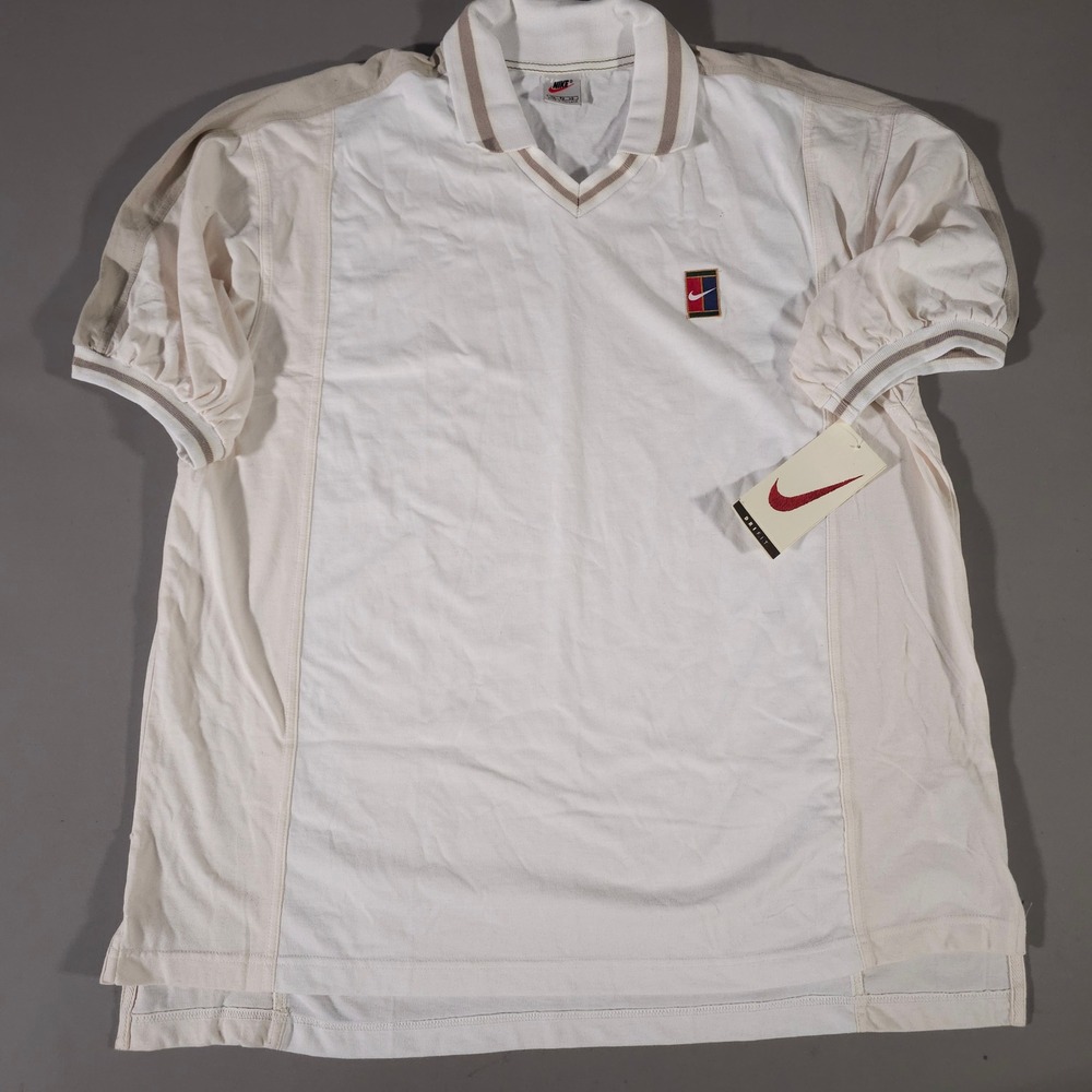 Nike Polo Shirt Mens XL White Vintage Court Dri-FIT Tennis 740107-101 NWT